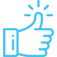 A blue thumbs up icon on a black background. A blue thumbs up icon on a black background.