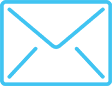 A blue envelope icon on a black background. A blue envelope icon on a black background.