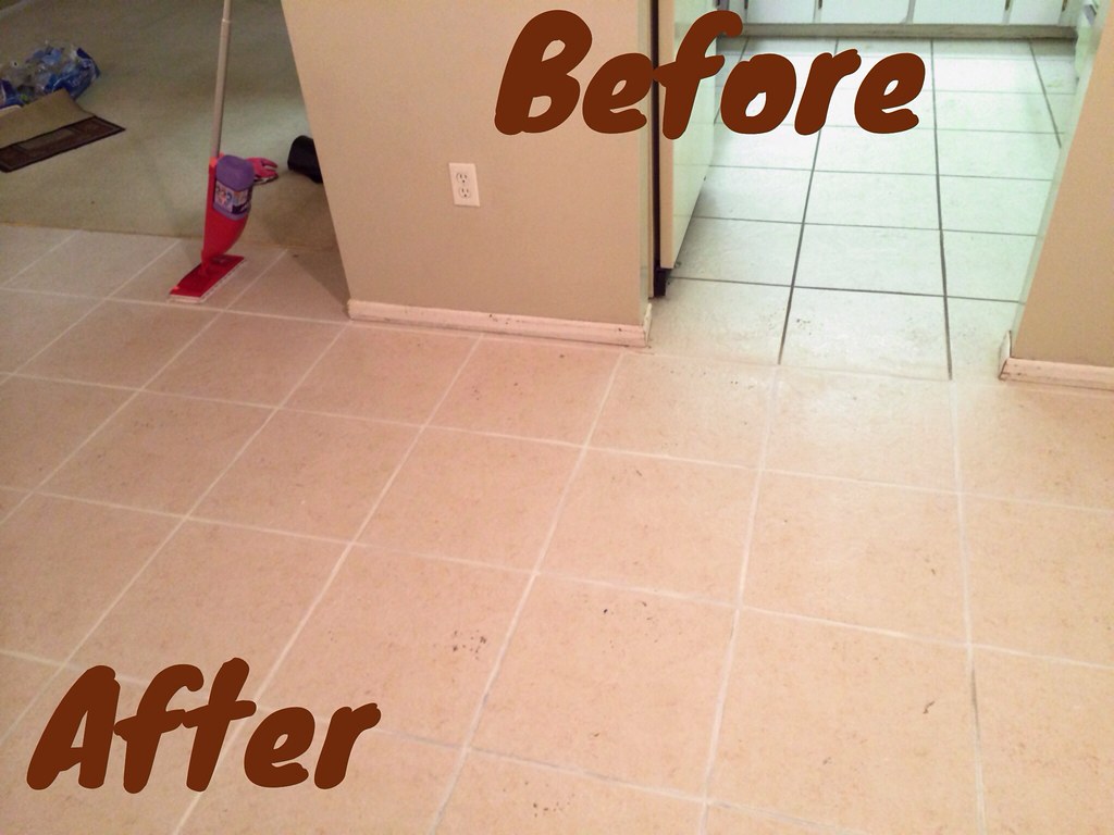 Before And After of Grout Cleaning That is done properly